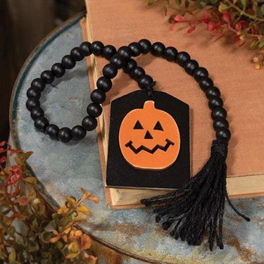Black Beaded Jack O Lantern Tag Garland - The Fox Decor